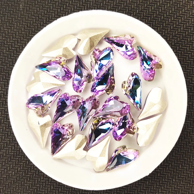 Одежда высшего качества всех Цвет сердце-образный 9x14 мм клея на Стразы Блеск