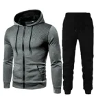 Зимняя спортивная одежда, мужской спортивный костюм, спортивный повседневный костюм для фитнеса с толстовкой в горошек, Свитшот и брюки, мужской костюм