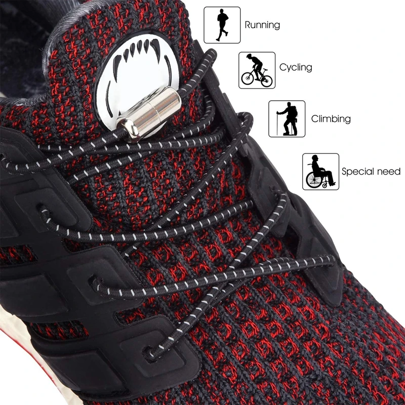 

No Tie Shoelaces Reflective Elastic Laces Sneakers Boots Round Shoe laces without ties Kids Adult Quick Shoe lace Rubber Bands