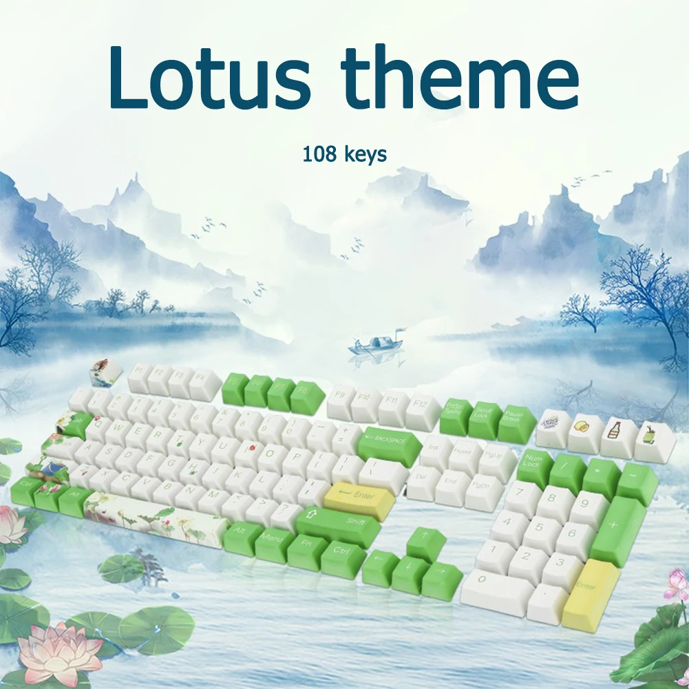 

PBT Dye Keyboard Keycap Mini Keyboard Sublimation Keycap Set 108 Keys with Key Puller for Mechanical Keyboard