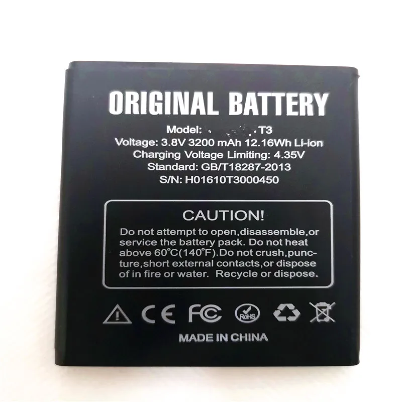 Запасной литий ионный аккумулятор большой емкости DOOGEE T3 3200 мАч для телефона