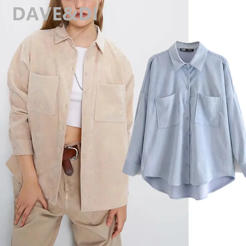 Женская винтажная блузка в английском стиле однотонная Вельветовая оверсайз