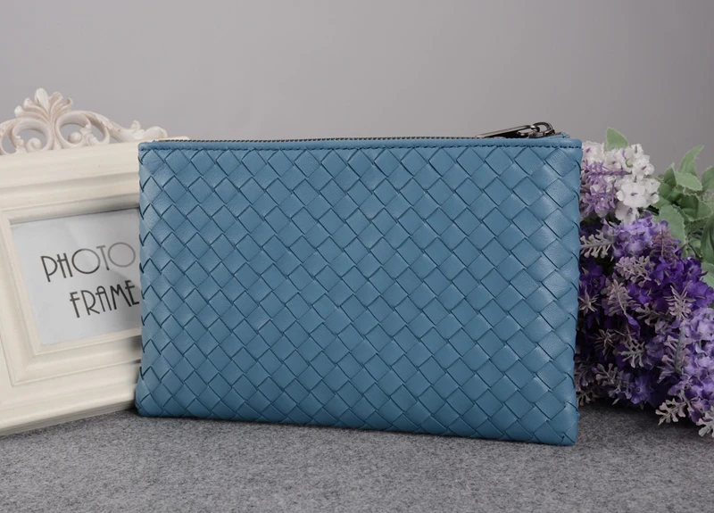 

100% Sheep Leather Men's Wallet And Handbag Handmade Fabric Soft Leather Clutch Large Capacity Men's Shoulder Ladies Hand Bags