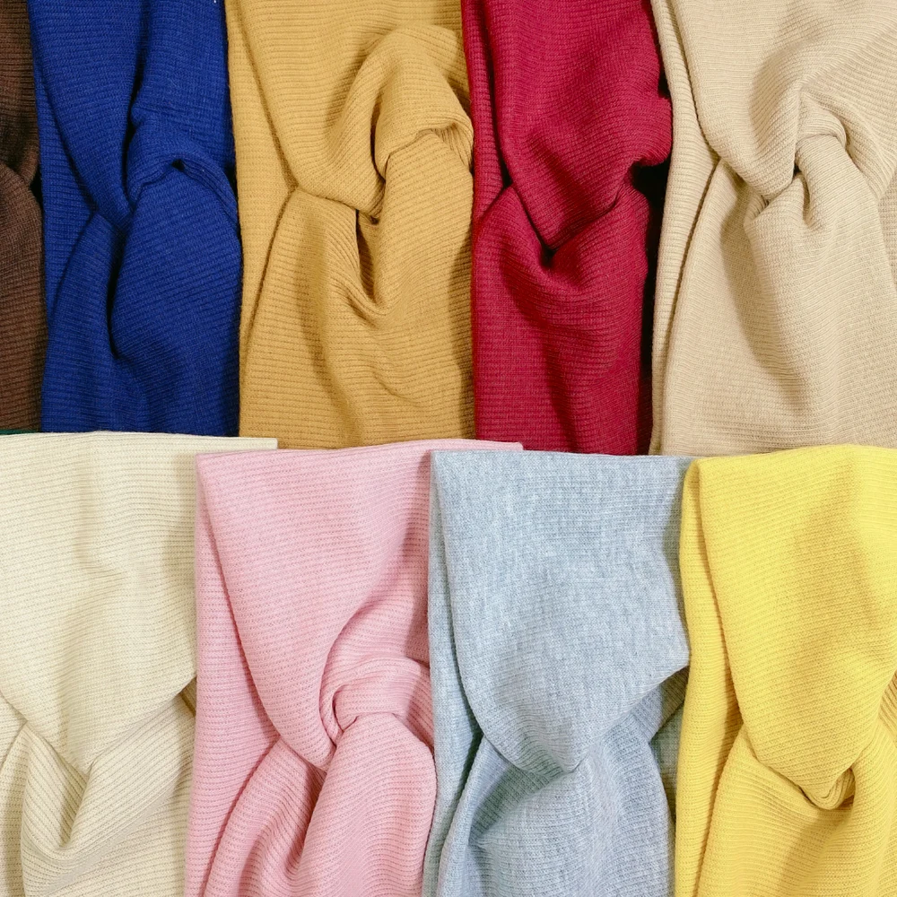 

Women Headband Solid Color Wide Turban Twist Knitted Cotton Hairband Hair Accessories Twisted Knotted Headwrap