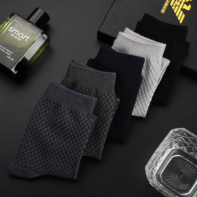 10Pairs High Quality Casual Bamboo Fiber Men's Socks Business Breathable Deodorant Compression Socks Men Long Big Size EUR 38-46