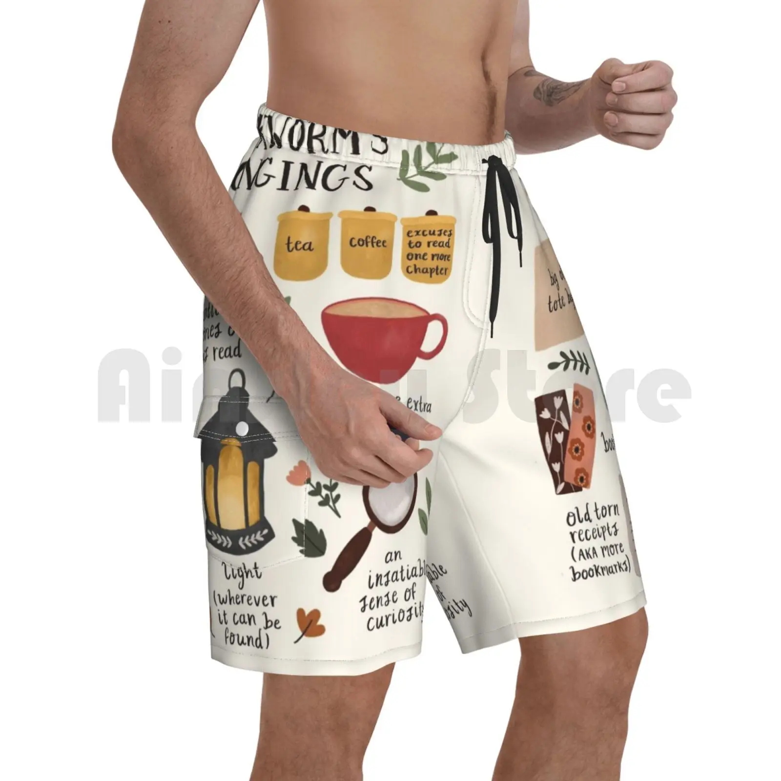 

А ручка со средним пером Bookworm вещи Пляжные шорты мужские пляжные шорты для купания чтения книг для чтения читатель ручка со средним пером ...