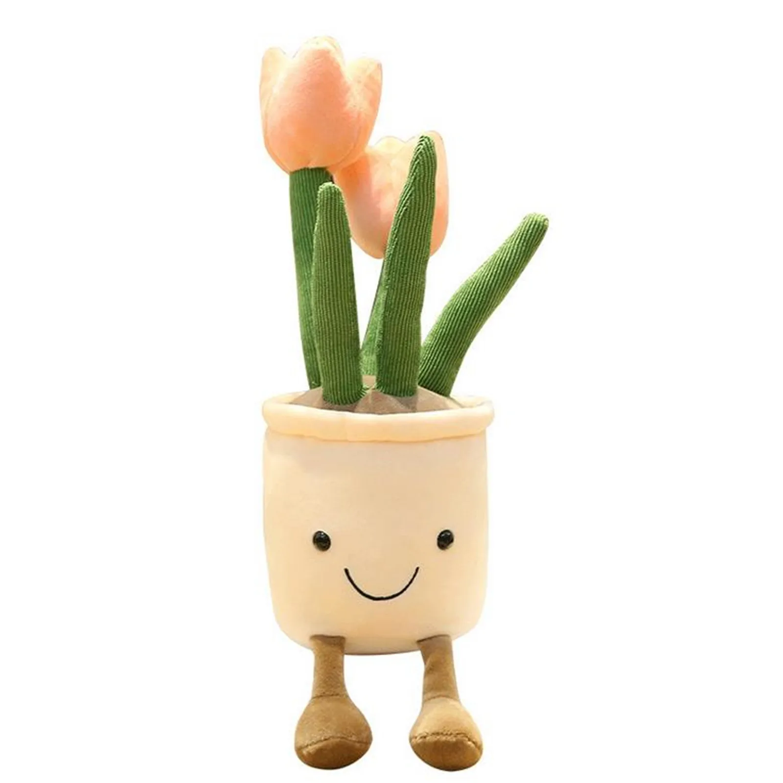 

35cm Lifelike Tulip Succulent Plants Plush Stuffed Decoration Toy Soft Bookshelf Decor Doll Potted Flowers Pillow for Girls Gift
