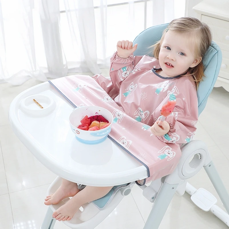 

Newborn Long Sleeve Bib Coverall with Table Cloth Cover Baby Dining Chair Gown Waterproof Saliva Towel Burp Apron
