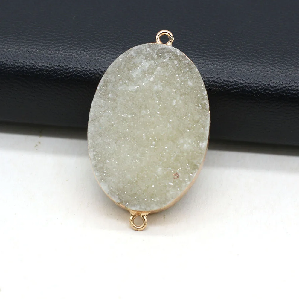 

Natural Stone Gem Crystal Bud Oval Connector Handmade Crafts DIY Charm Necklace Jewelry Accessories Gift Make for Woman 25x42mm