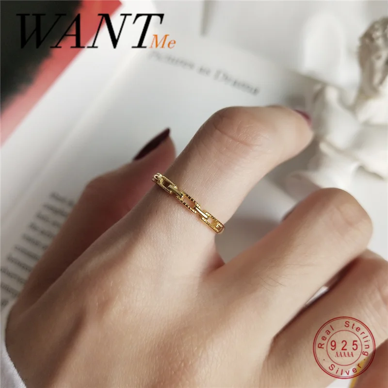 Женское кольцо с трехмерной цепочкой WANTME корейское ювелирное изделие в стиле