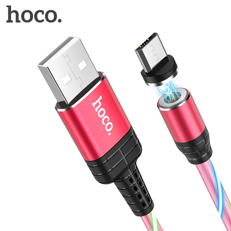 Магнитный кабель Micro USB HOCO 2 4 А со светодиодной подсветкой для Samsung Xiaomi Huawei Android