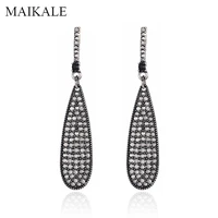 maikale vintage black rhinestone alloy big drop earrings for women exaggerated earrings long earings party jewelry accessories