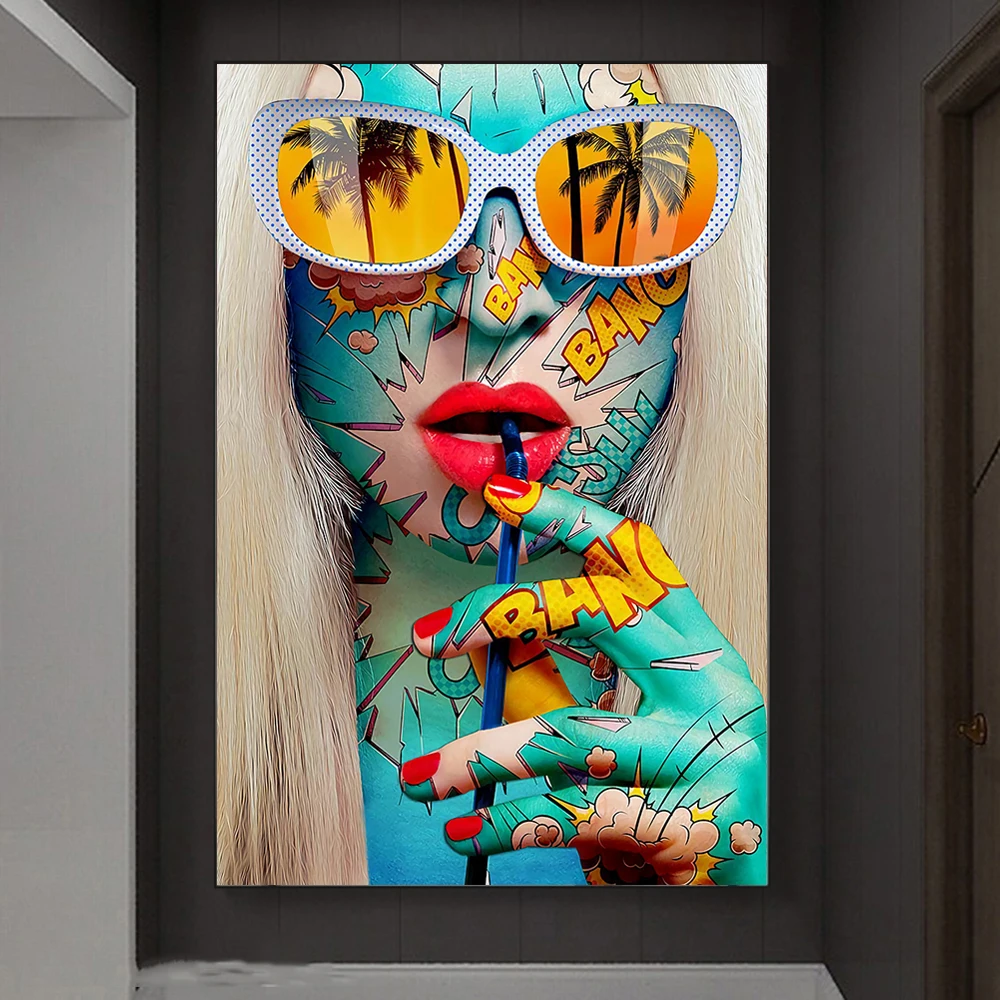 

Abstract Graffiti Art Girls Canvas Art Posters And Prints Colorful Woman Art Canvas Paintings On the Wall Street Art Pictures