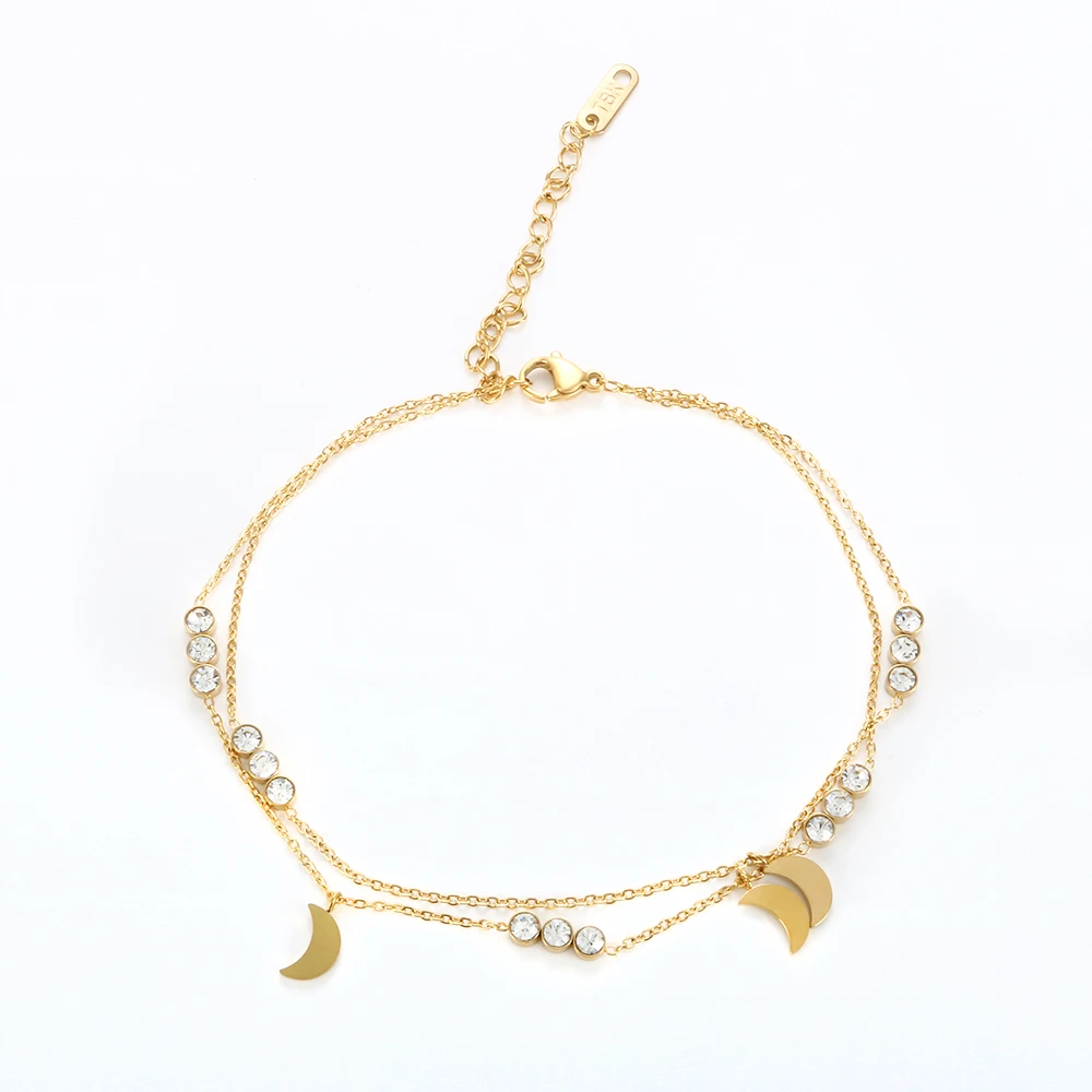 

Fashion Moon Anklets Multilayer Foot Chain For Women Adjustable Stainless Steel Leg Chain Ankle Bracelet Beach Foot Jewelry Gift