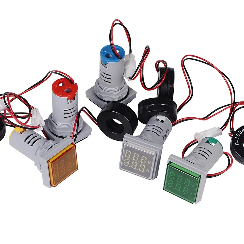 

Digital Multimeter AC Ammeter Voltmeter 0-100A 50-500V Square Ammeter Voltmeter LED Blue Red Yellow Green White Light Detector