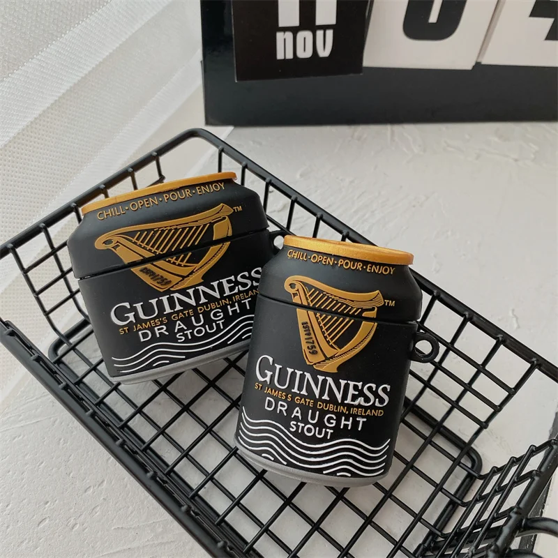 

Luxury 3D Bock Beer Cartoon Earphone Cover for AirPods 1 2 Pro Case Black Beer Silicone Headset Protective Case for Airpods Pro