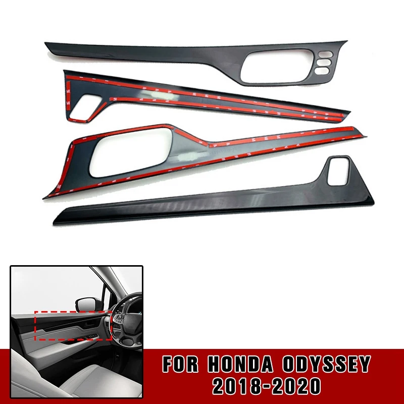 

pcmos Before Window Glass Switch Cover For 2018-2020 Honda Odyssey Gloss Black Side Door Inner Handle Panel Cover Trim Stickers
