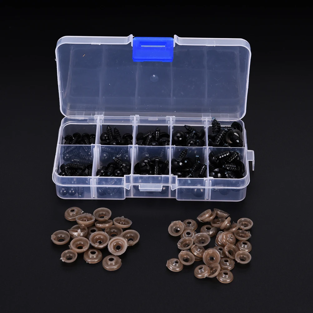 

Глаза пластиковые черные для кукол, 6/8/9/10/12 мм, 100 шт.