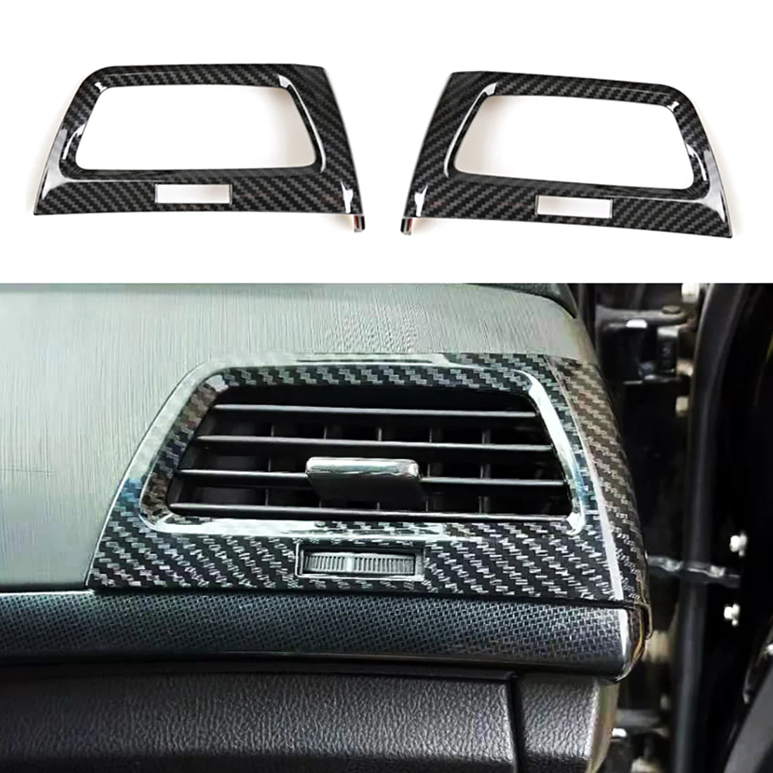 

2pc Carbon Fiber Color Center Console Outlet Trim Fit for Honda Accord Crosstour