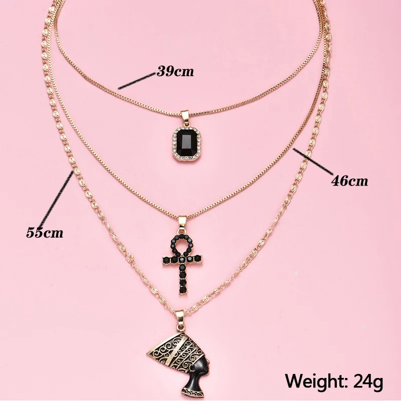 3 шт./компл. набор женских ожерелий в богемном стиле Крест Статуя Фараона