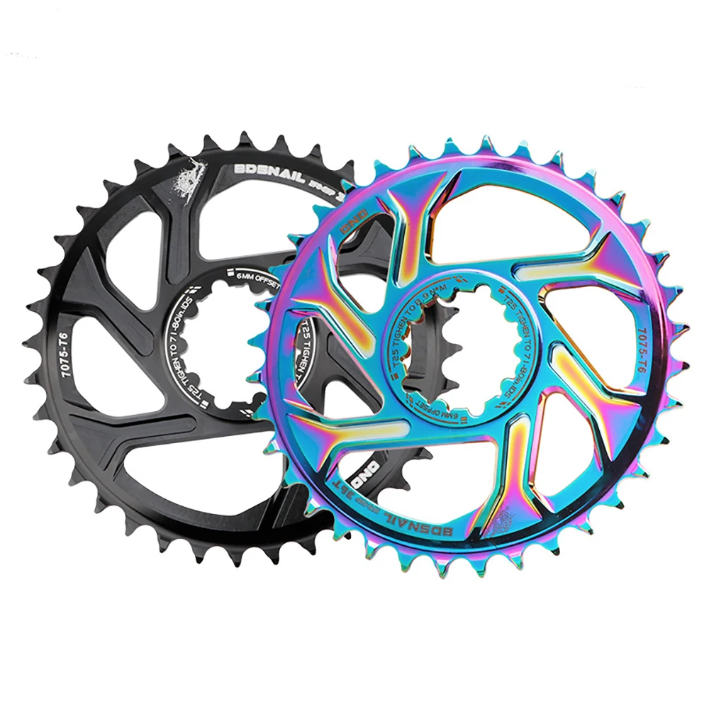 6mm Offset GXP MTB Bicycle Chainrings Aluminum Alloy oil slick Chain Wheel Mountain Bike Chain Ring 30T 32T 34T 36T 38T for SRAM
