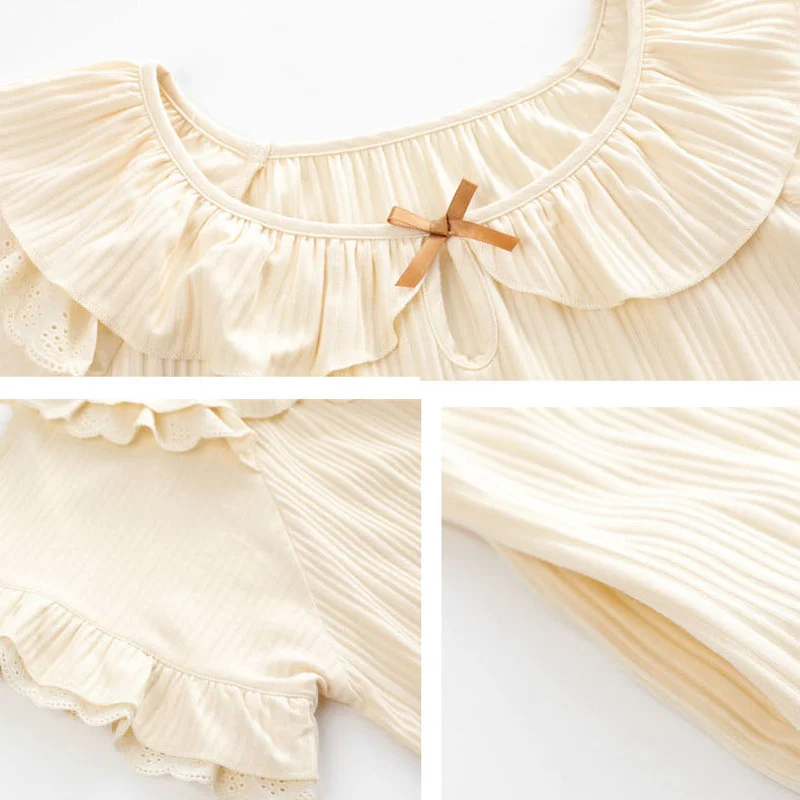 Ночные рубашки женские с оборками милые студенческие однотонные простые ночные