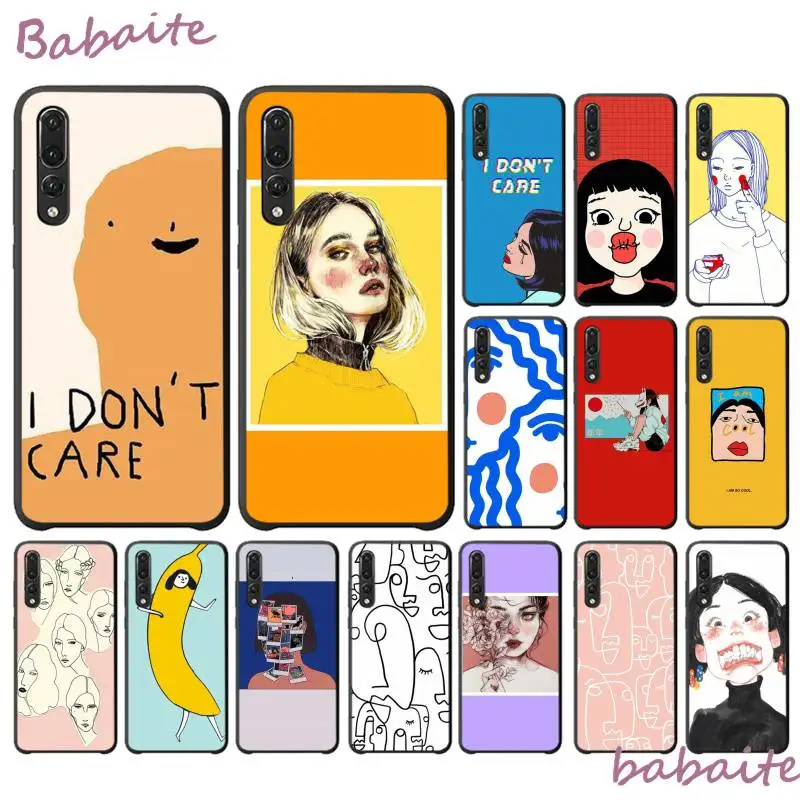 

Babaite Cute girl illustration Fashion Cartoon TPU Soft Phone Case for Huawei VIEW20 HONOR 5A 10I 20IPLAY 8C 9X PRO Y9 2018