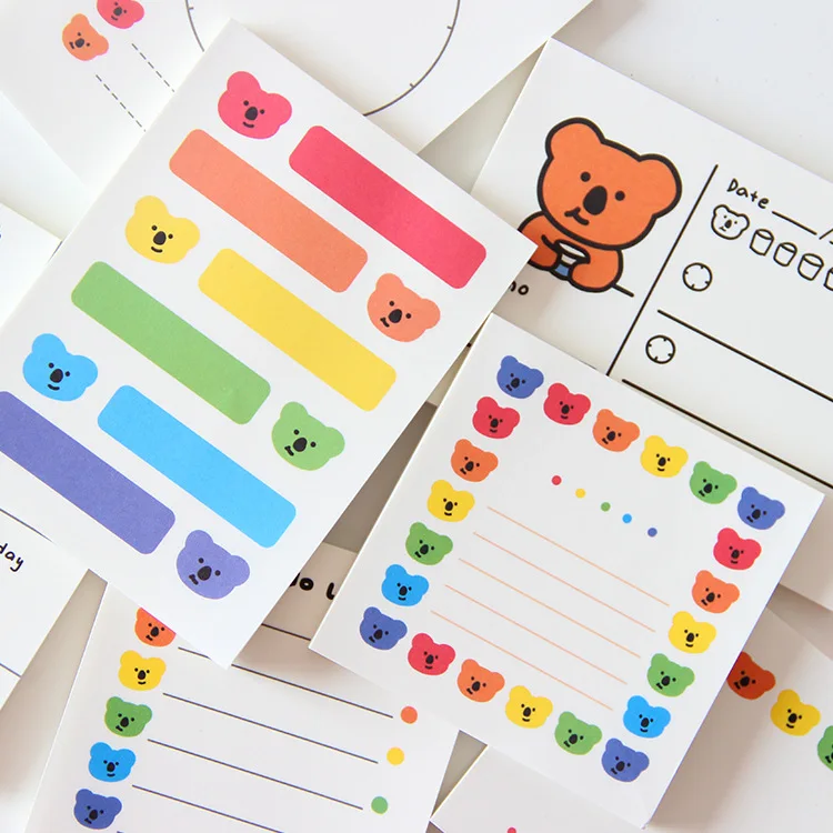 SIXONE 50 листов Ins Rainbow Koala Memo Pad школьные студенты чтобы сделать список портативный