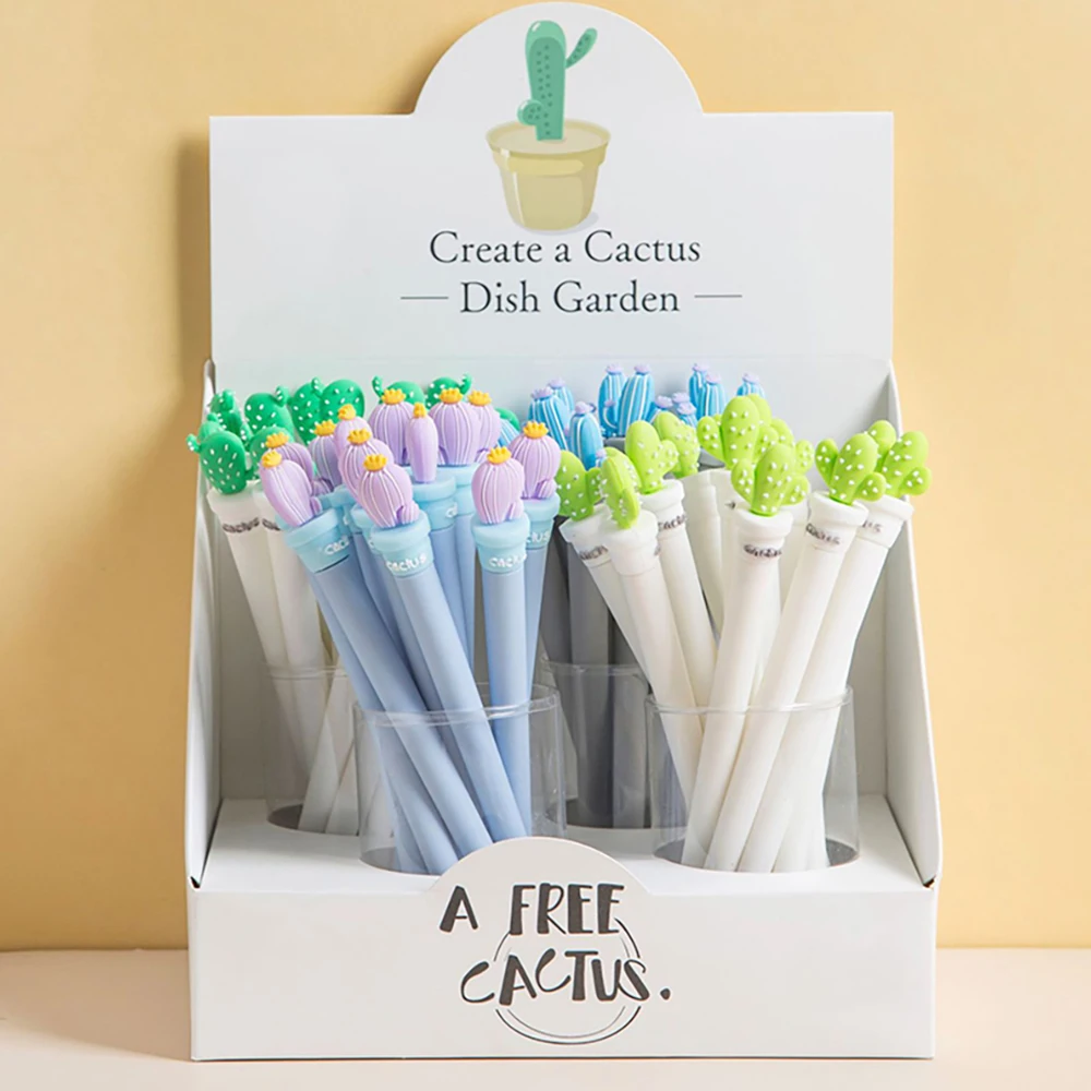 

12Pcs Pretty Cool Cute Kawaii Stationery Pens Cactus Funny Girl Ballpoint Rollerball Back to School Office Stuff Item 2022 Thing