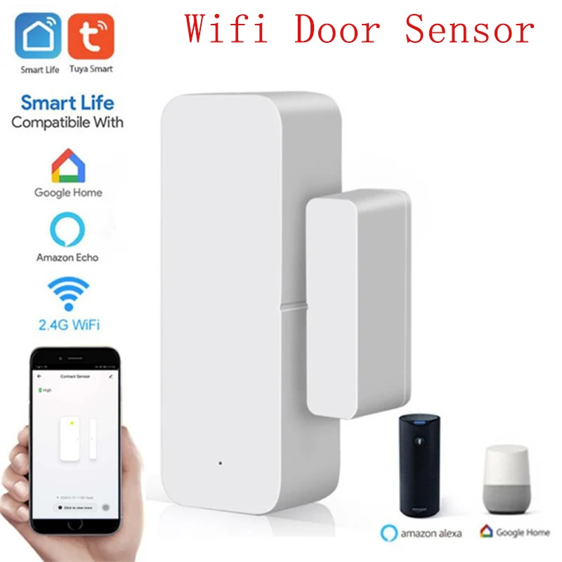 

Tuya Smart Door Window Sensor WiFi Door Open/Closed Detectors Security Alarm With Alexa Google Home Smartlife App Notification