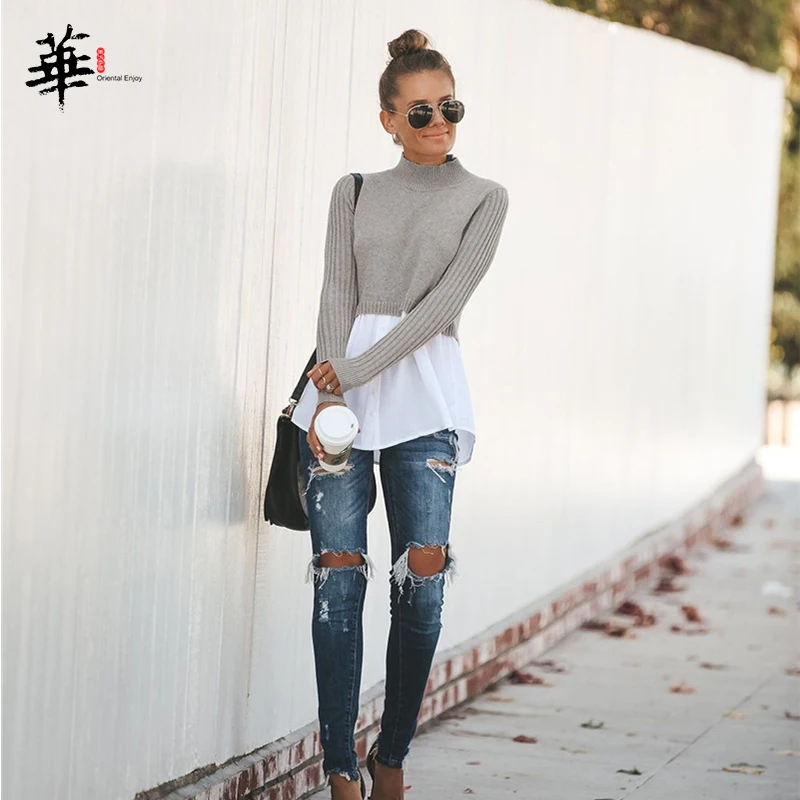 Женский вязаный свитер черный пуловер с длинным рукавом джемпер на осень 2020 |