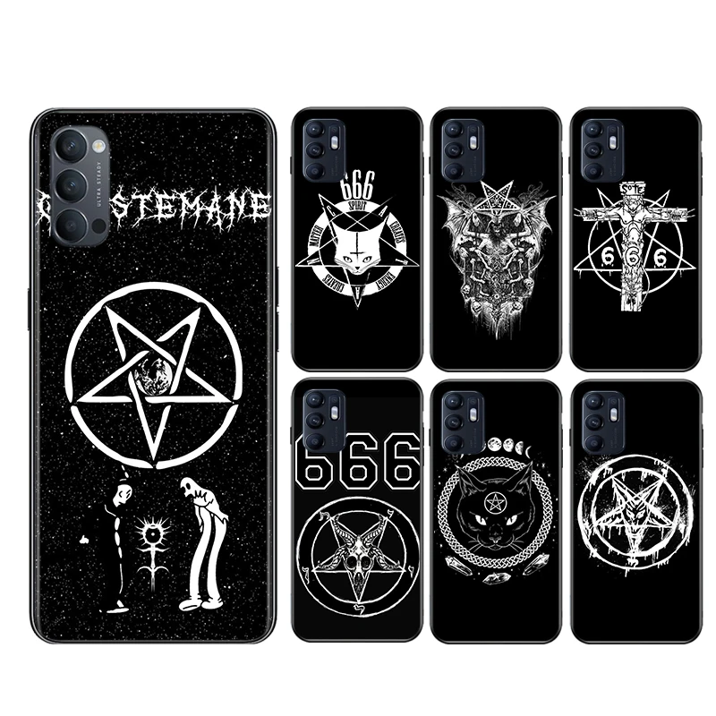 

Pentagram 666 Demonic Soft Black Silicone Cover For OPPO Reno 6 5 K 4 F SE Lite Z Pro Plus 5G Phone Case Shell Coque