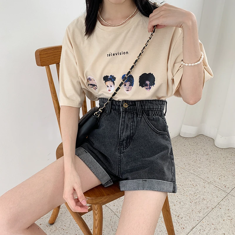 

Women's Denim Shorts Korean Casual All-Match High-Waist Hot Pants Were Thin and Loose A-Line