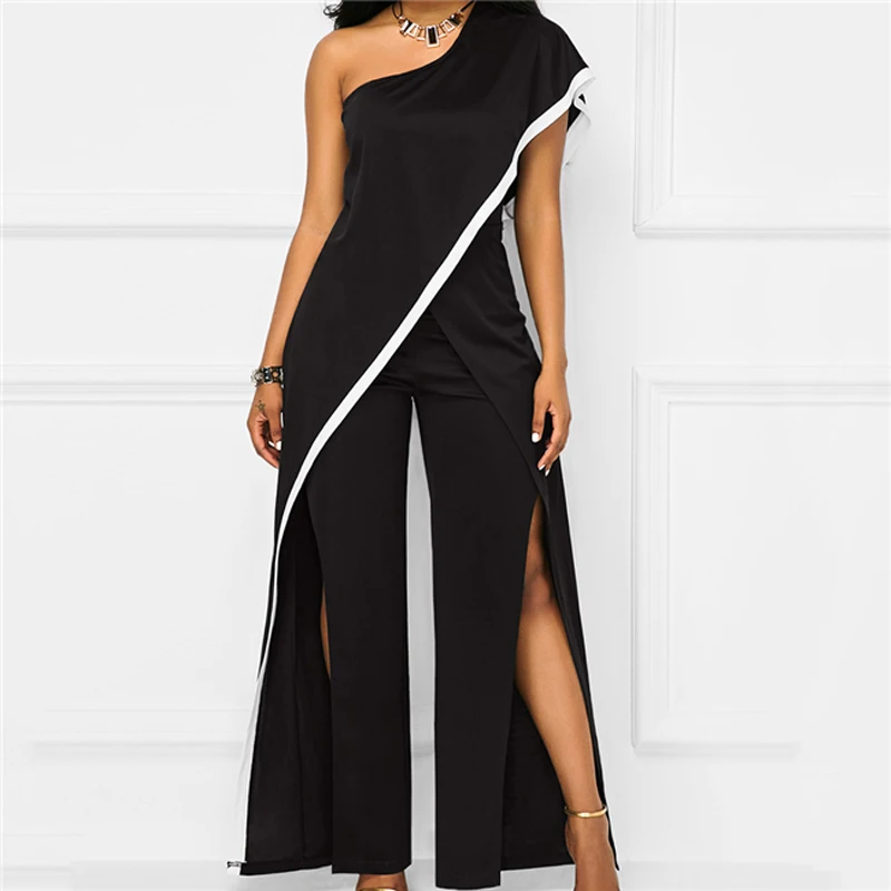 Элегантный женский комбинезон на одно плечо модный вечерний Свободный с