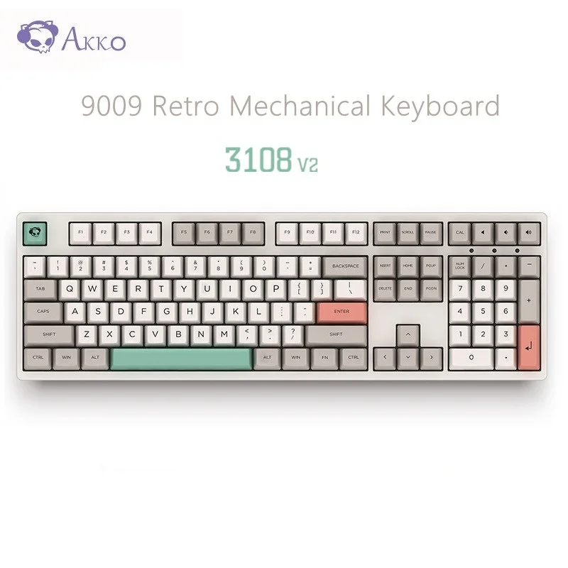 Оригинальная AKKO 3108 V2 9009 ретро Механическая клавиатура 108 клавиш антипривидение