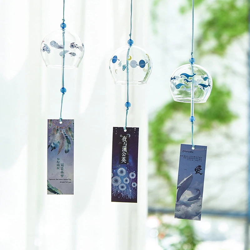 

Japanese Style Glass Wind Chime Hanging Craft Wind Bell Home Decor Sakura Cherry
