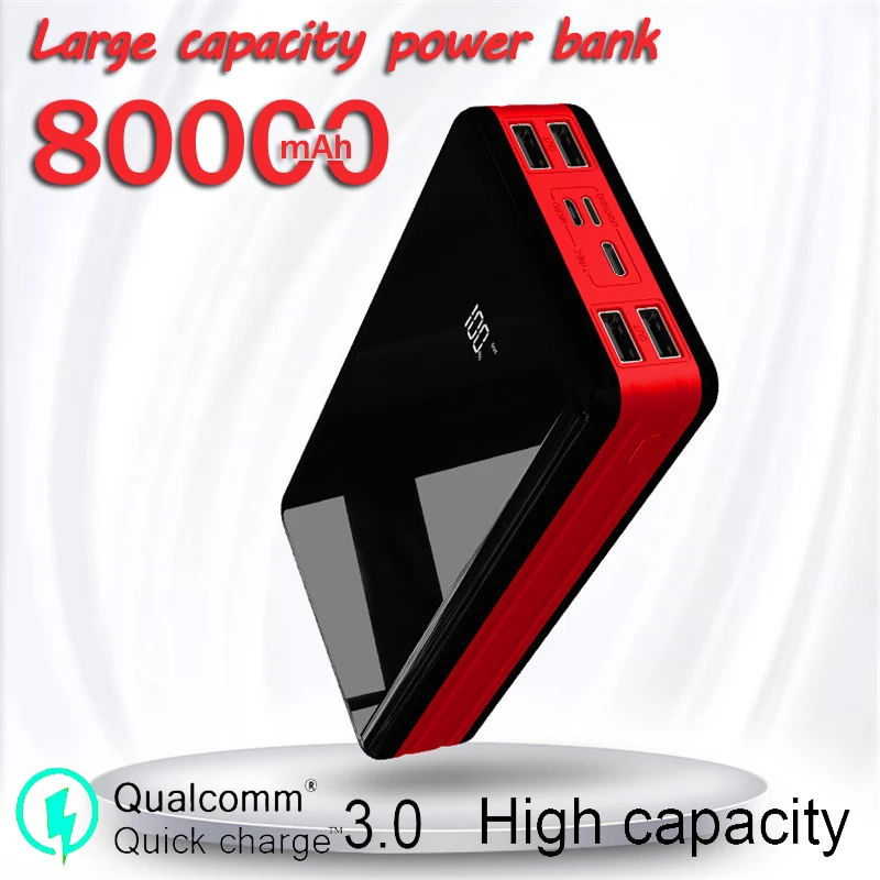 80000 мАч портативное зарядное устройство для Xiaomi Samsung 4USB Быстрая зарядка Powerbank