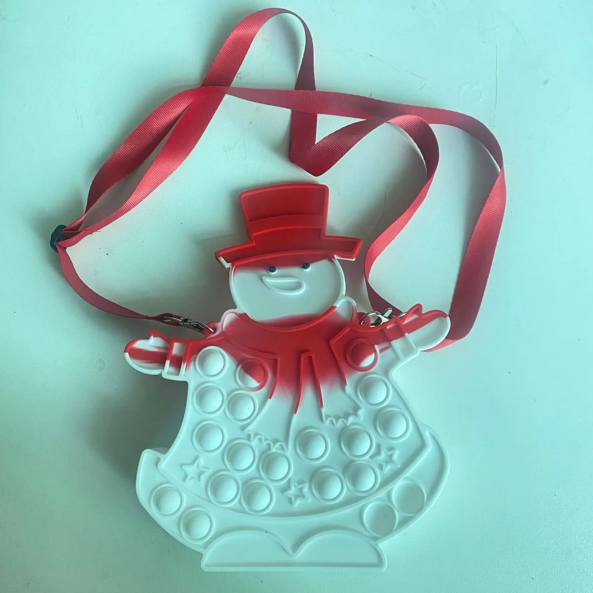 

Christmas Snowman Shape Pop Fidget Crossbody Bag Toys Popper Bubble Silicone Fidget Purse Push On Poppet Fidget Toys