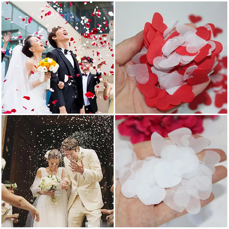 1200 шт. свадебные конфетти в форме сердца тканевая бумага красного белого цветов