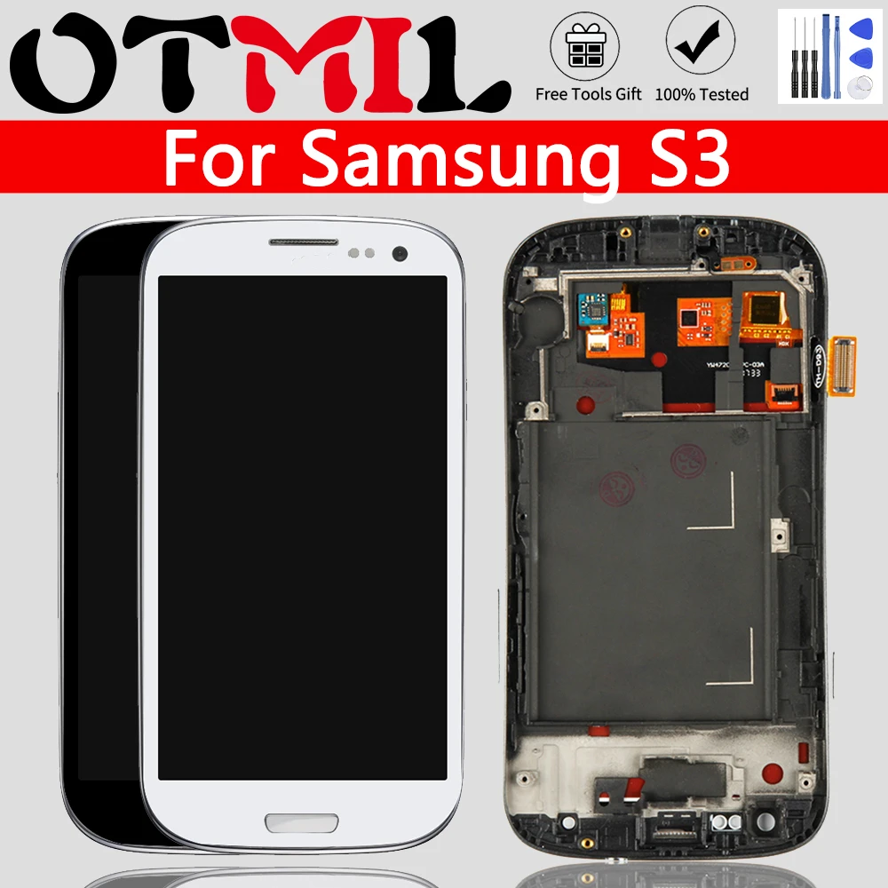 Оригинальный ЖК-дисплей 4 8 ''для SAMSUNG GALAXY S3 сенсорный экран дигитайзер рамка