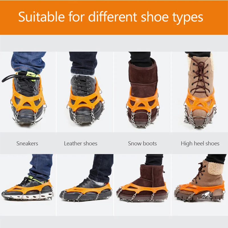 

Hewolf 12 Teeth Outdoor Sports Climbing Anti Skid Crampons Gripper Chain Spike Winter Hiking Camping Walk Ice Fishing Snowshoes