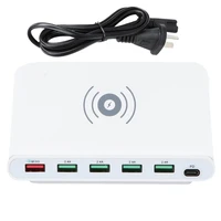 universal 18w 4 usb ports type c pd fast charger adapter qi wireless charger station for iphone samsung xiaomi huawei au plug