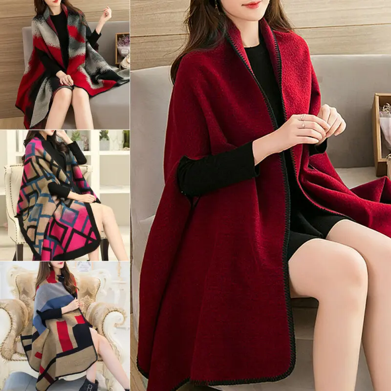 

Elegant Womens Cashmere Shawl Print Spliced Blanket Oversized Tartan Scarf Wrap Shawl Plaid Cozy Checked Pashmina Shawl Lot Hot