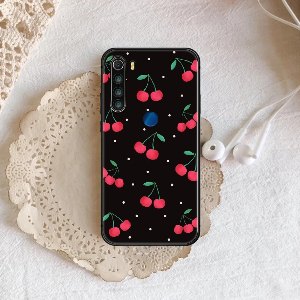 

Cherry Phone Case For XIAOMI Redmi Note 5 7 8 T 9 6A 7A 8A 9S K 20 30 Pro black Funda Trend Etui Silicone Back Luxury Shell