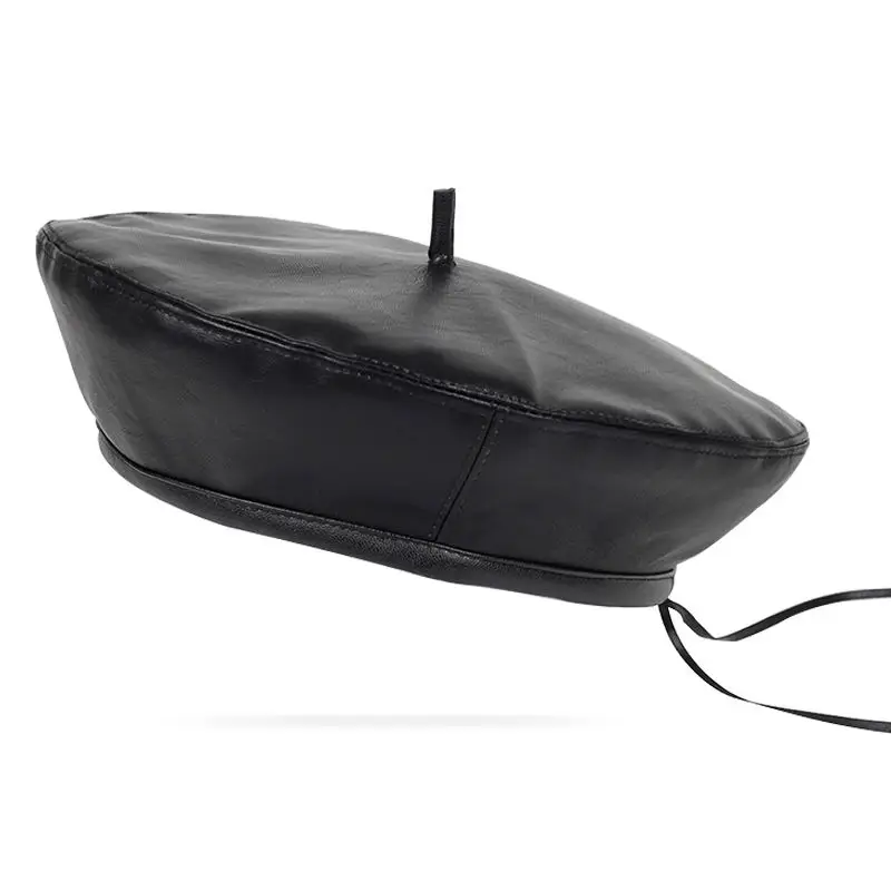 2019 осень и зима новый кожаный берет Женская зимняя плоская шапка модная осенняя |