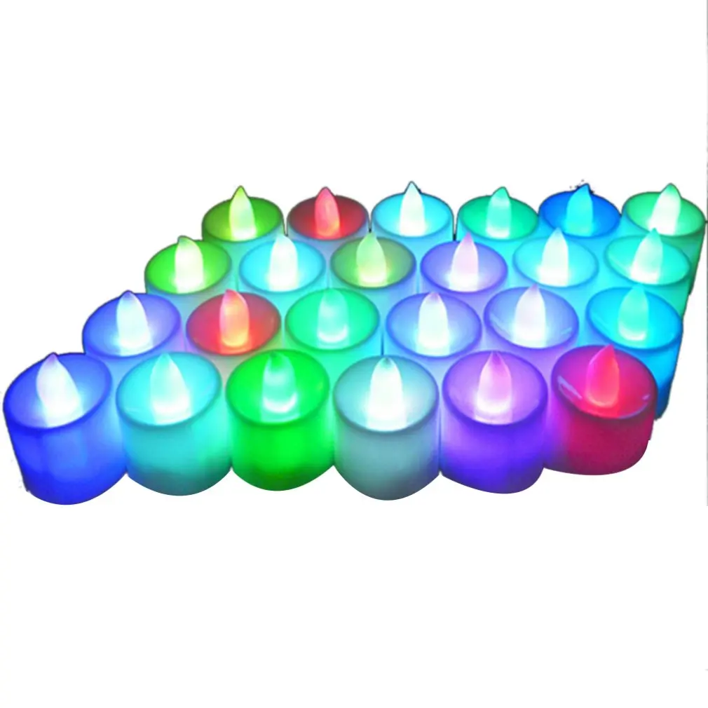 

24pcs electronic led candle light decoration props colorful fast flashing automatic color changing Creative birthday