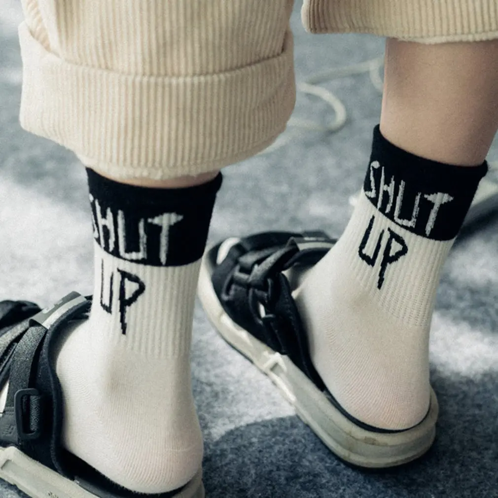 Новые осенне зимние мужские носки в стиле хип хоп Harajuku с буквенным принтом