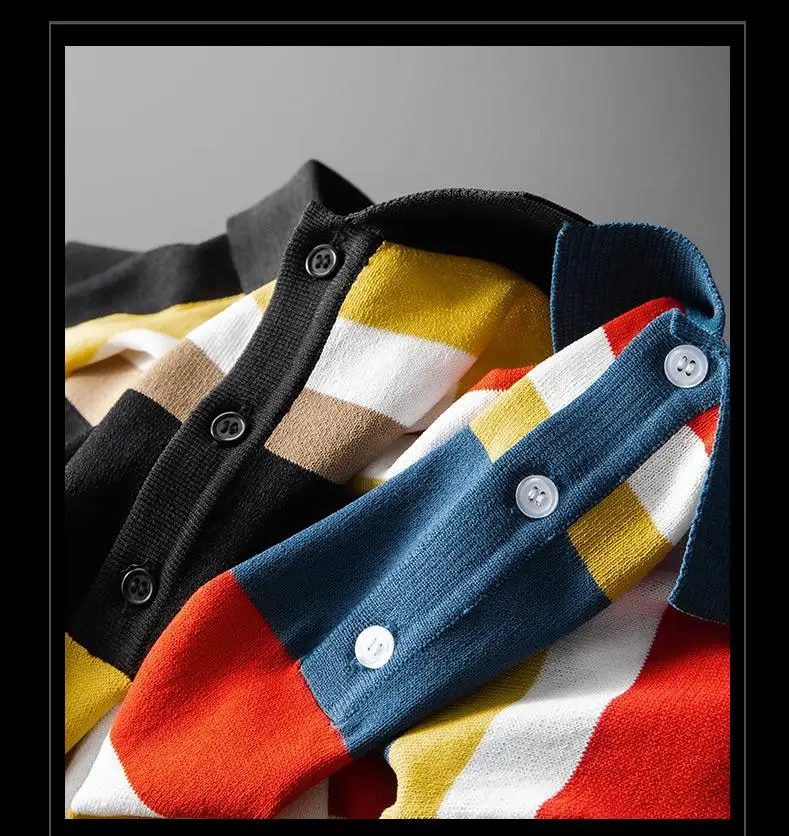 

Summer Stripe Mens T-shirts High Quality Short Sleeve Kintted Casual Male T-shirts Ventilate Slim Fit Man T-shirts 3XL