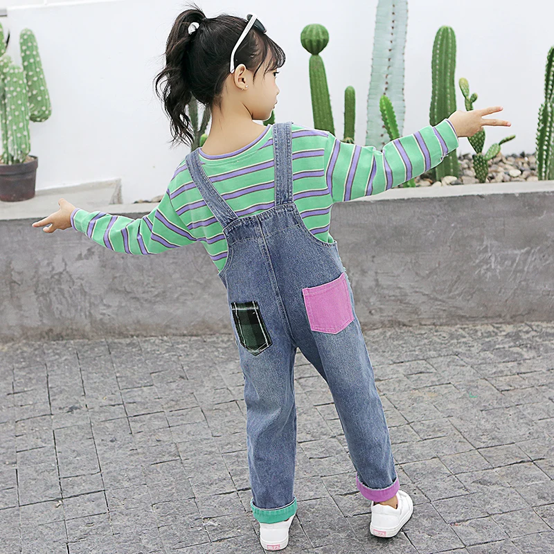 

Cute Girls Sets New Long Sleeve Striped T-shirts + Denim Overalls 2 Pieces Baby Girls Clothes Casual Kids Outfits Vestidos