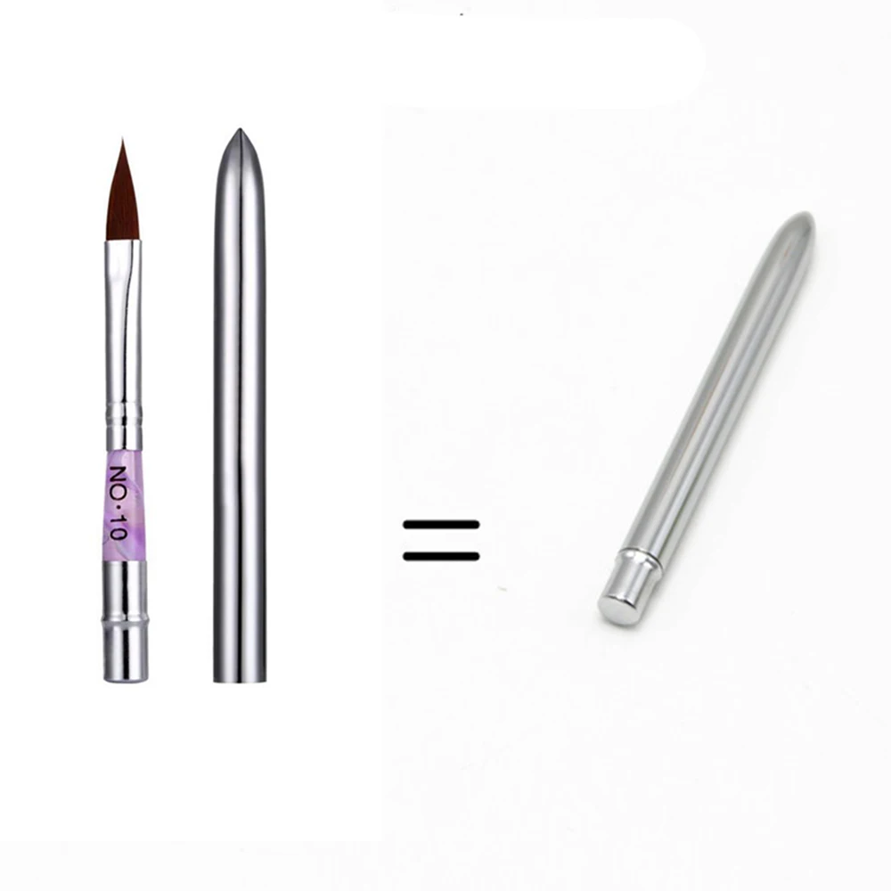 Акриловая ручка кисть для рисования ногтей 2 шт. стальная трубка зеркальная